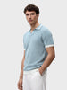 Men's Blue Slim Fit Solid Flat Knit Polo T-Shirt