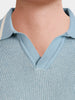 Men's Blue Slim Fit Solid Flat Knit Polo T-Shirt
