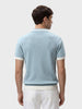 Men's Blue Slim Fit Solid Flat Knit Polo T-Shirt