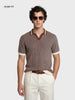 Men's Brown Slim Fit Solid Flat Knit Polo T-Shirt