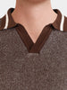 Men's Brown Slim Fit Solid Flat Knit Polo T-Shirt