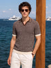 Men's Brown Slim Fit Solid Flat Knit Polo T-Shirt