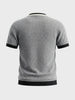 Men's Grey Slim Fit Solid Flat Knit Polo T-Shirt