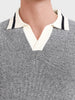 Men's Grey Slim Fit Solid Flat Knit Polo T-Shirt