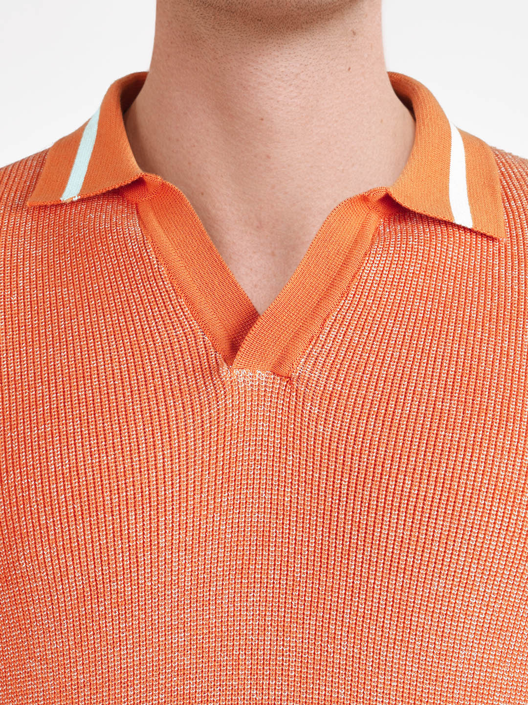 Men's Orange Slim Fit Solid Flat Knit T-Shirt