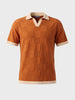 Men's Rust Slim Fit Solid Flat Knit Polo T-Shirt