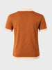 Men's Rust Slim Fit Solid Flat Knit Polo T-Shirt