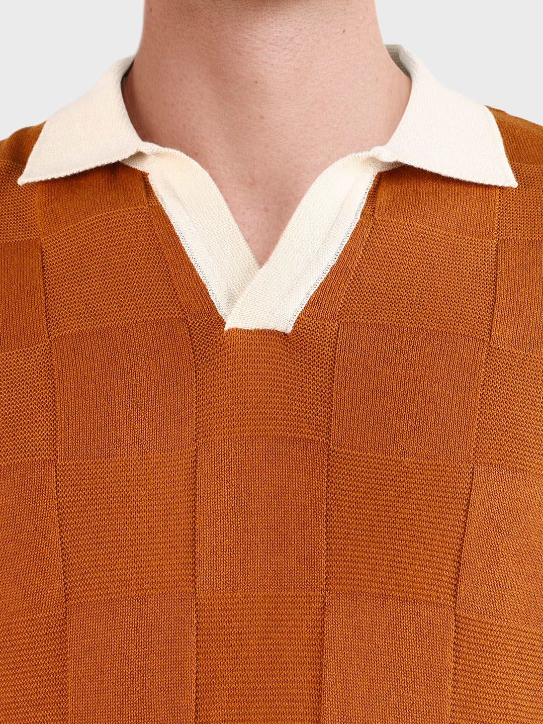 Men's Rust Slim Fit Solid Flat Knit T-Shirt