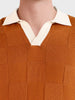 Men's Rust Slim Fit Solid Flat Knit Polo T-Shirt