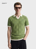 Men's Green Slim Fit Solid Flat Knit Polo T-Shirt