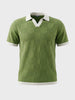 Men's Green Slim Fit Solid Flat Knit Polo T-Shirt