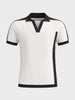 Men's White Slim Fit Colourblocked  Flat Knit Polos T-Shirt