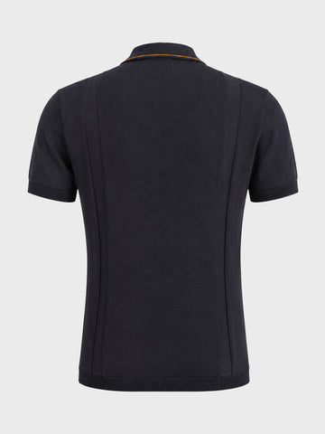 Men's White Slim Fit Colourblocked  Flat Knit Polos T-Shirt