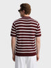 Men's Maroon Slim Fit Striped Flat Knit Polos T-Shirt