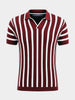 Men's Maroon Slim Fit Striped Flat Knit Polos T-Shirt