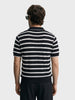 Men's Black Slim Fit Striped Flat Knit Polos T-Shirt