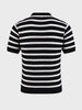 Men's Black Slim Fit Striped Flat Knit Polos T-Shirt