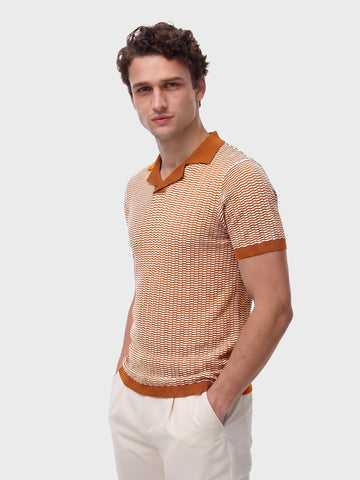 Men's Orange Slim Fit Solid Casual T-Shirt