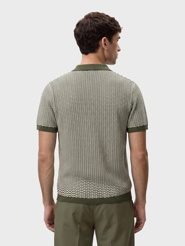 Men's Green Slim Fit Solid Flat Knit Polos T-Shirts