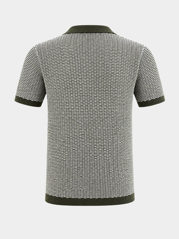 Men's Green Slim Fit Solid Flat Knit Polos T-Shirts