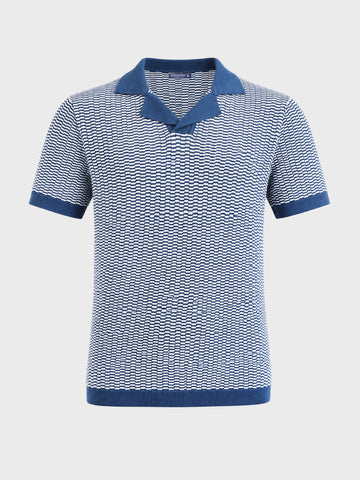 Men's Blue Slim Fit Solid Casual Polos T-Shirt