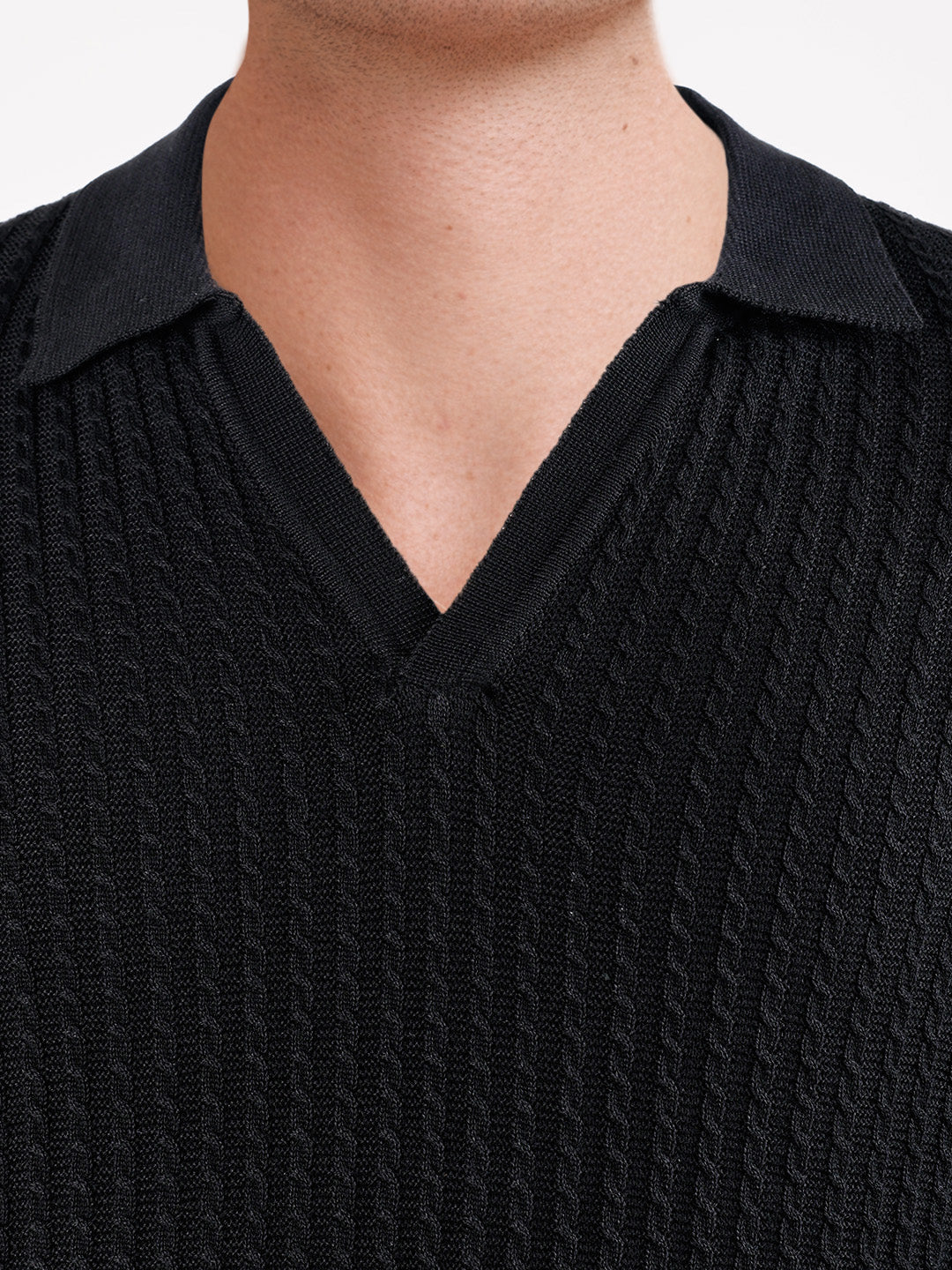 Men's Black Slim Fit Solid Casual T-Shirt