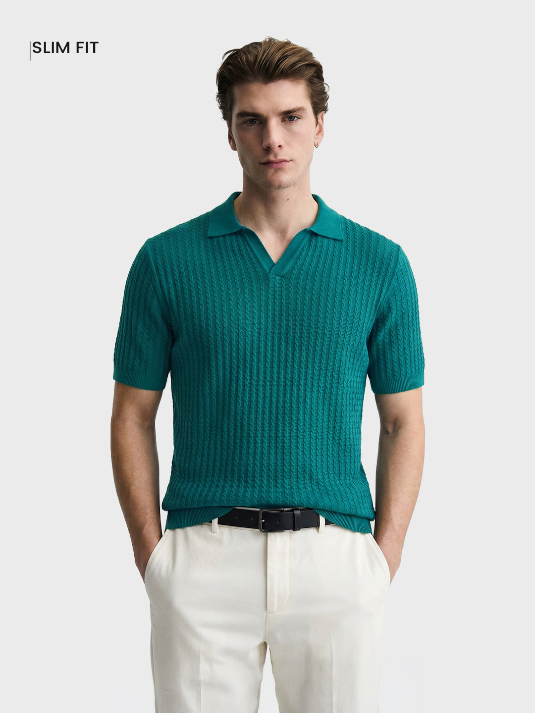 Men's Teal Slim Fit Solid Casual T-Shirt