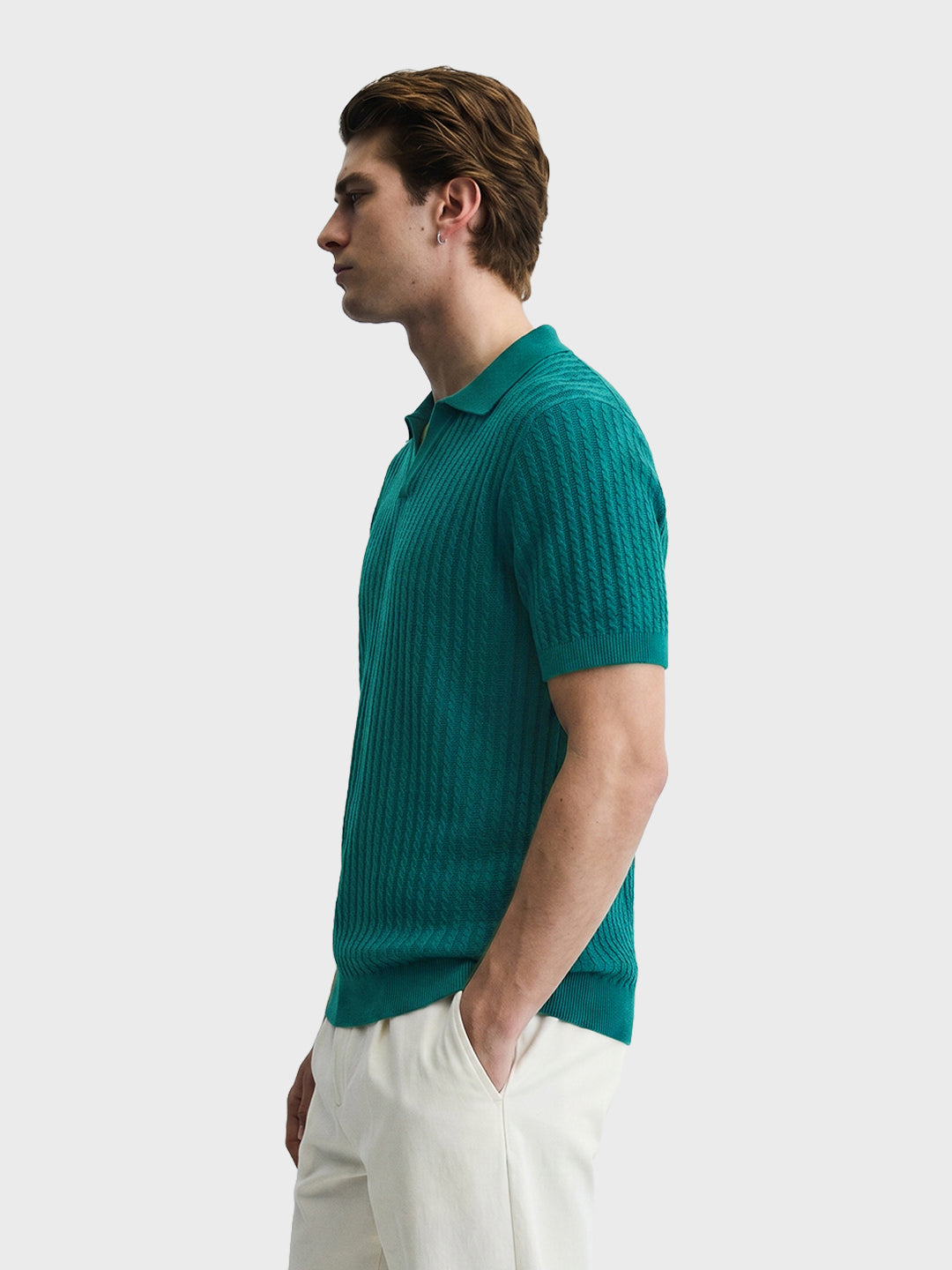 Men's Teal Slim Fit Solid Casual T-Shirt
