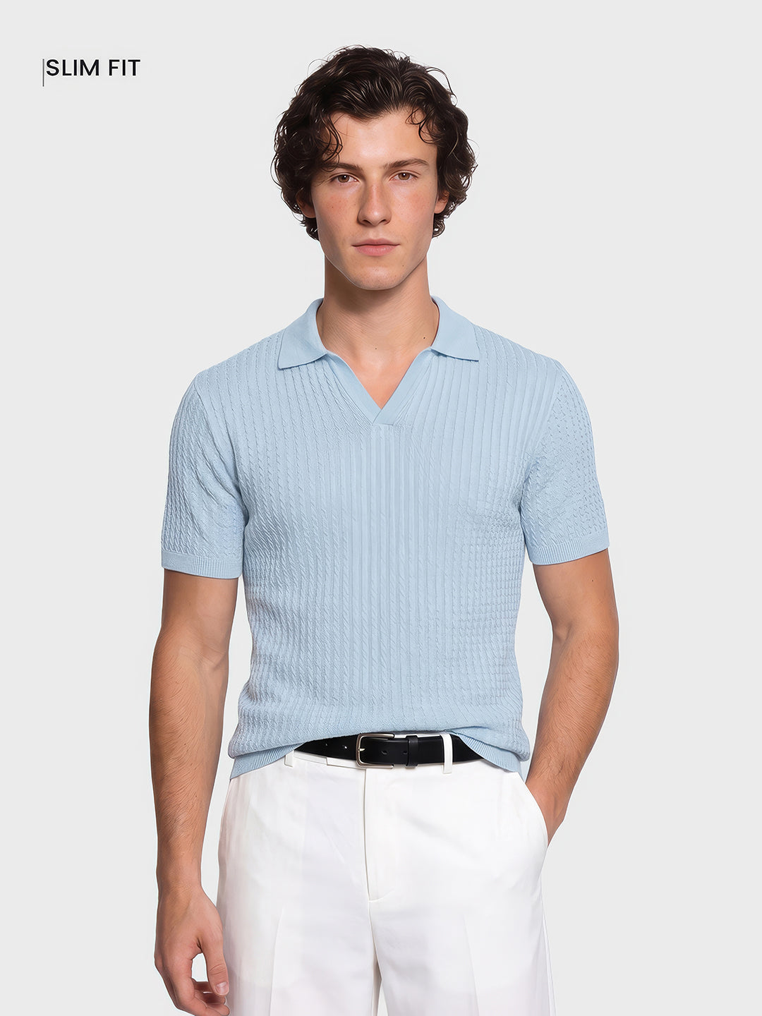 Men's Blue Slim Fit Solid Casual T-Shirt