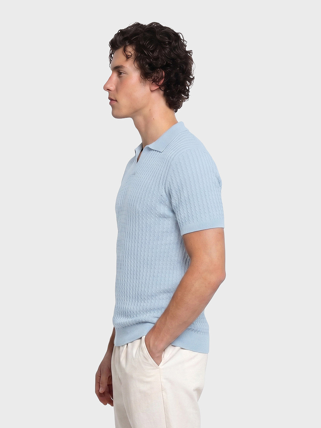 Men's Blue Slim Fit Solid Casual T-Shirt
