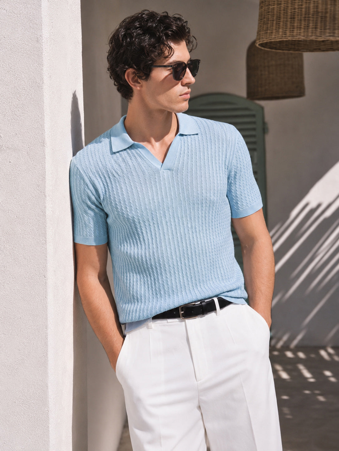 Men's Blue Slim Fit Solid Casual T-Shirt