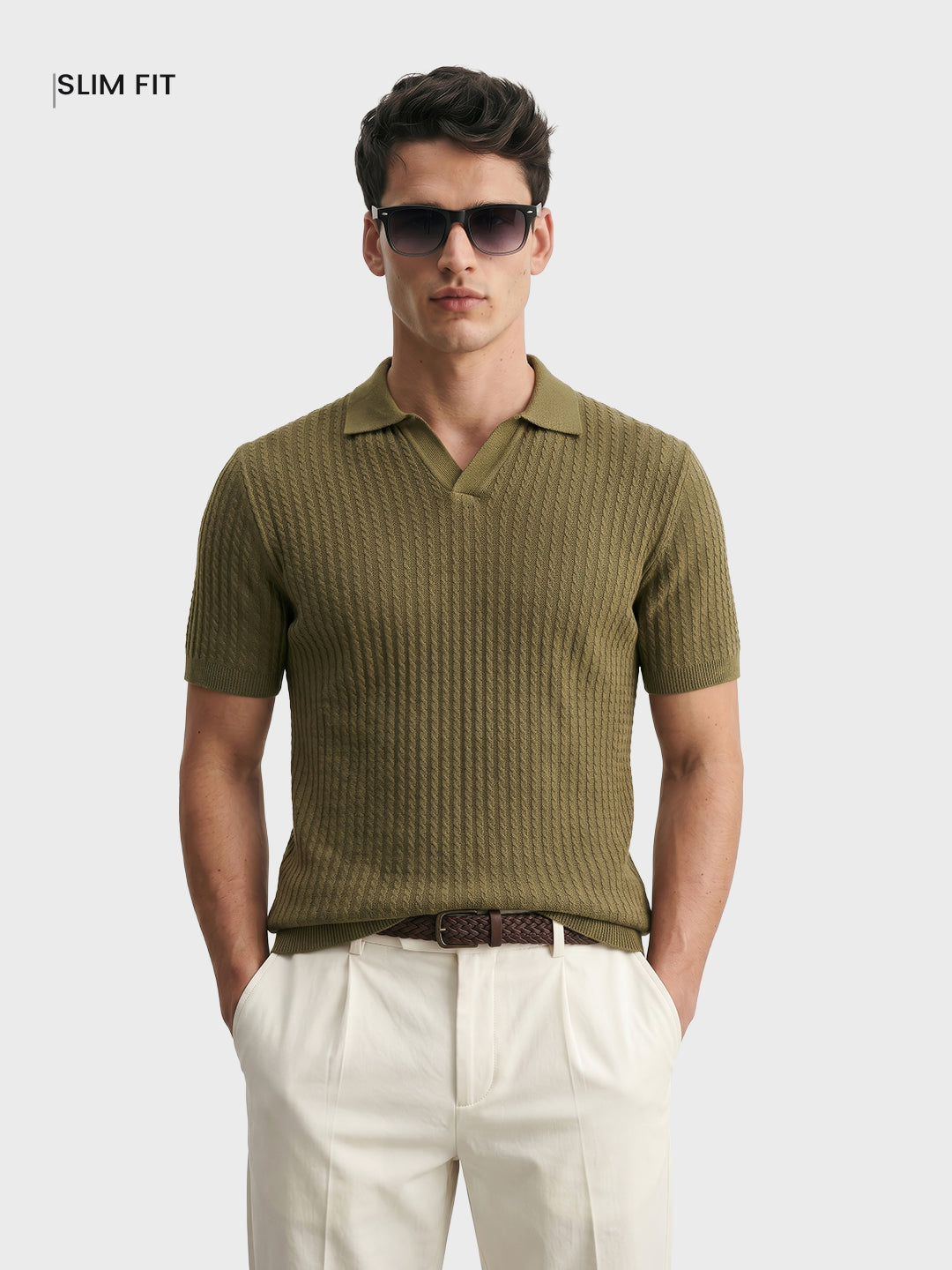 Men's Green Slim Fit Solid Casual T-Shirts