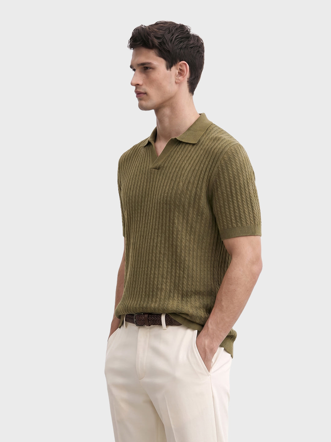 Men's Green Slim Fit Solid Casual T-Shirts