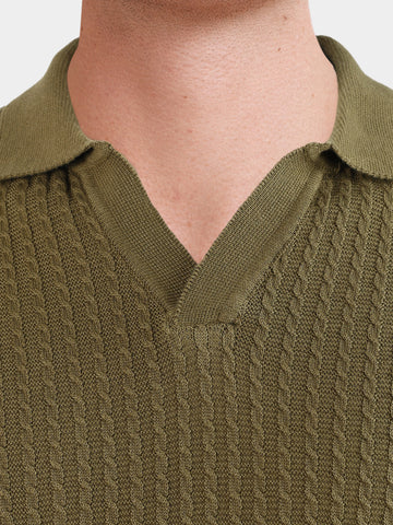 Men's Green Slim Fit Solid Casual Polo T-Shirts