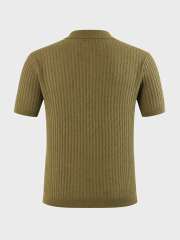 Men's Green Slim Fit Solid Casual Polo T-Shirts