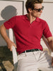 Men's Red Slim Fit Textured Casual Polo T-Shirt