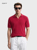 Men's Red Slim Fit Textured Casual Polo T-Shirt