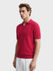 Men's Red Slim Fit Textured Casual Polo T-Shirt