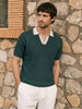 Men's Green Slim Fit Textured Casual Polo T-Shirt