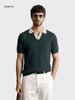 Men's Green Slim Fit Textured Casual Polo T-Shirt