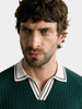 Men's Green Slim Fit Textured Casual Polo T-Shirt