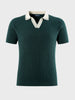 Men's Green Slim Fit Textured Casual Polo T-Shirt