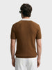 Men's Brown Slim Fit Solid Textured Flat Knit Polos T-Shirt