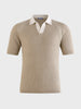 Men's Beige Slim Fit Solid Flat Knit Polos T-Shirt