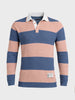 Men's Blue Slim Fit Striped Flat Knit Polo Collar T-Shirt