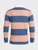 Men's Blue Slim Fit Striped Flat Knit Polo Collar T-Shirt