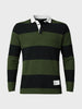 Men's Green Slim Fit Striped Flat Knit Polo Collar T-Shirt
