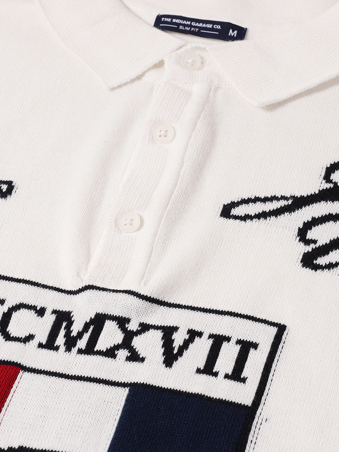 Men's White Slim Fit Graphic Printed Casual T-Shirt