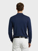 Men's Navy Blue Slim Fit Graphic Printed Casual Polo T-Shirt