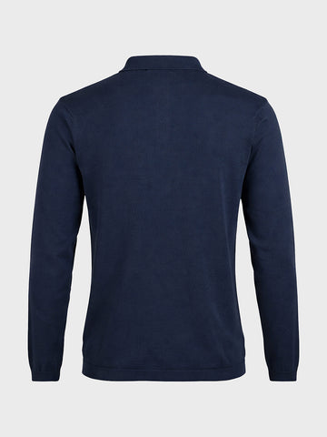 Men's Navy Blue Slim Fit Graphic Printed Casual Polo T-Shirt